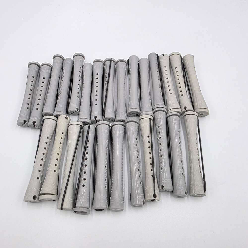 Vintage Plastic Swing Arm Permanent Rollers‎ Hair Curlers Perm Rods Gray Lot 26